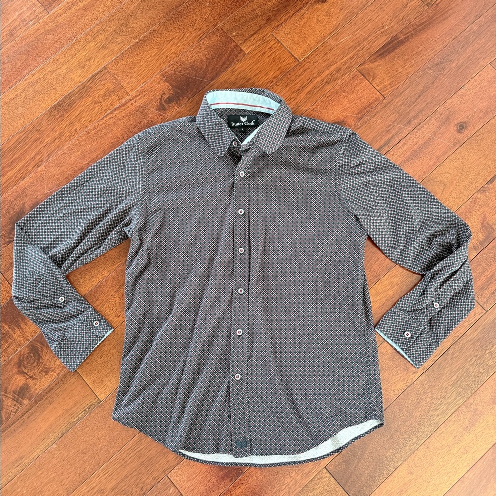 Button-Down Long Sleeve Shirt in Black Micro-Pattern by Robert Graham